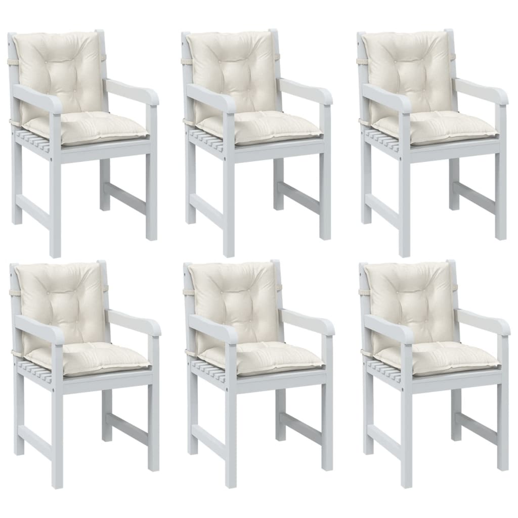 vidaXL Coussins pour chaises à dossier bas 6 pcs Crème chiné 100x50x7 cm Tissu