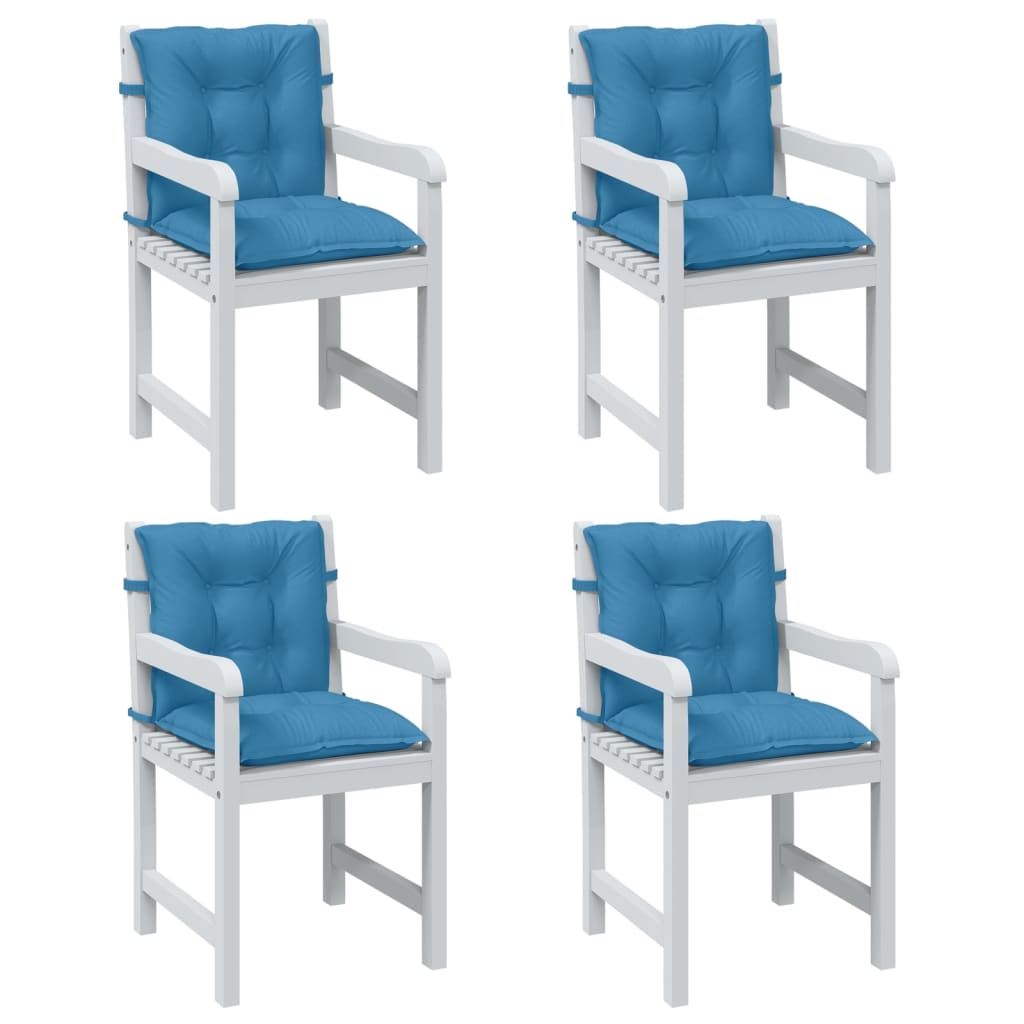 vidaXL Coussins de chaise longue dossier bas 4 pcs Bleu mélangé 100x50x7 cm Tissu