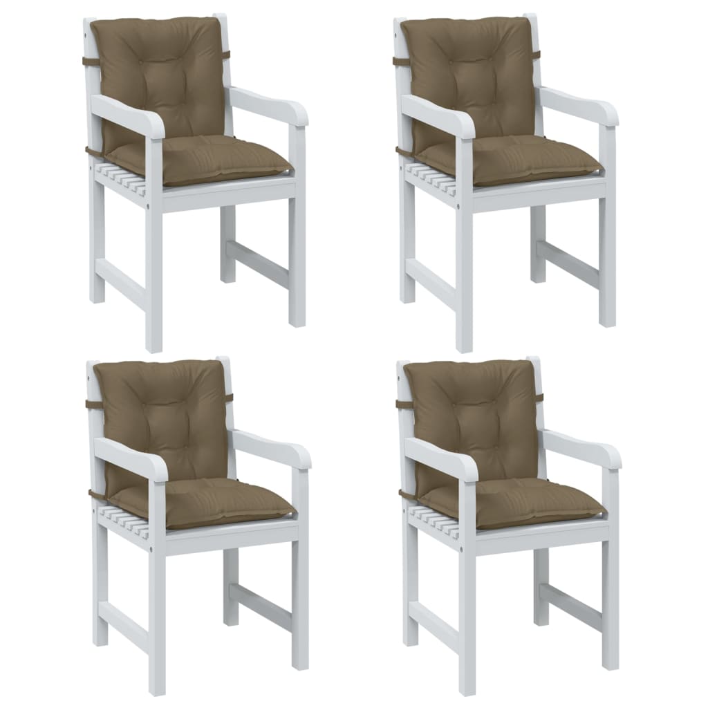 vidaXL Coussins pour chaises à dossier bas 4 pcs Tissu mélangé Taupe 100x50x7 cm