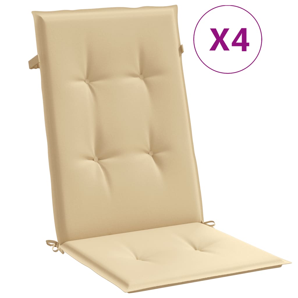 vidaXL Coussins de dossier haut 4 pcs Mélange beige 120x50x4 cm Tissu