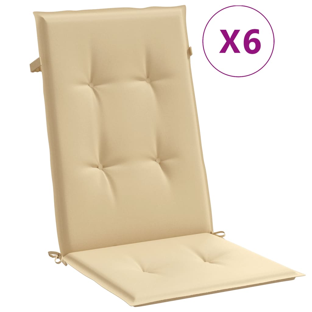 vidaXL Coussins de chaise haute 6 pcs Beige chiné 120x50x4 cm Tissu