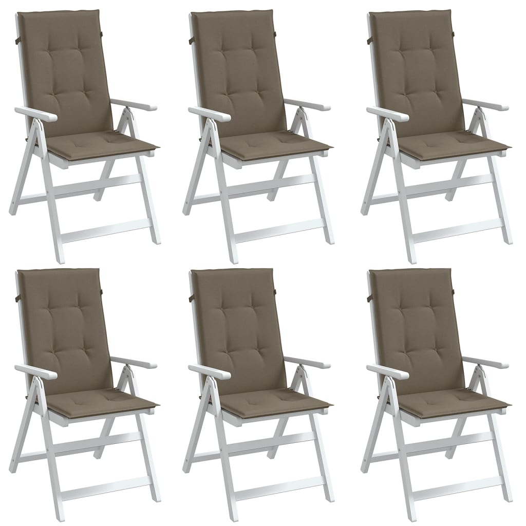 vidaXL Coussins pour chaises à dossier haut 6 pcs. Mélange taupe 120x50x4 cm Tissu