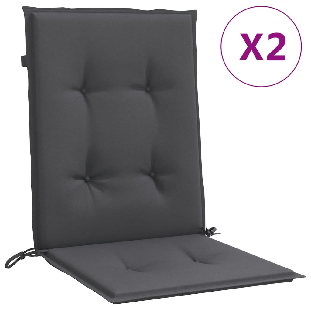 vidaXL Coussins de chaise longue dossier bas 2 pcs Mélange anthracite 100x50x4cm Tissu