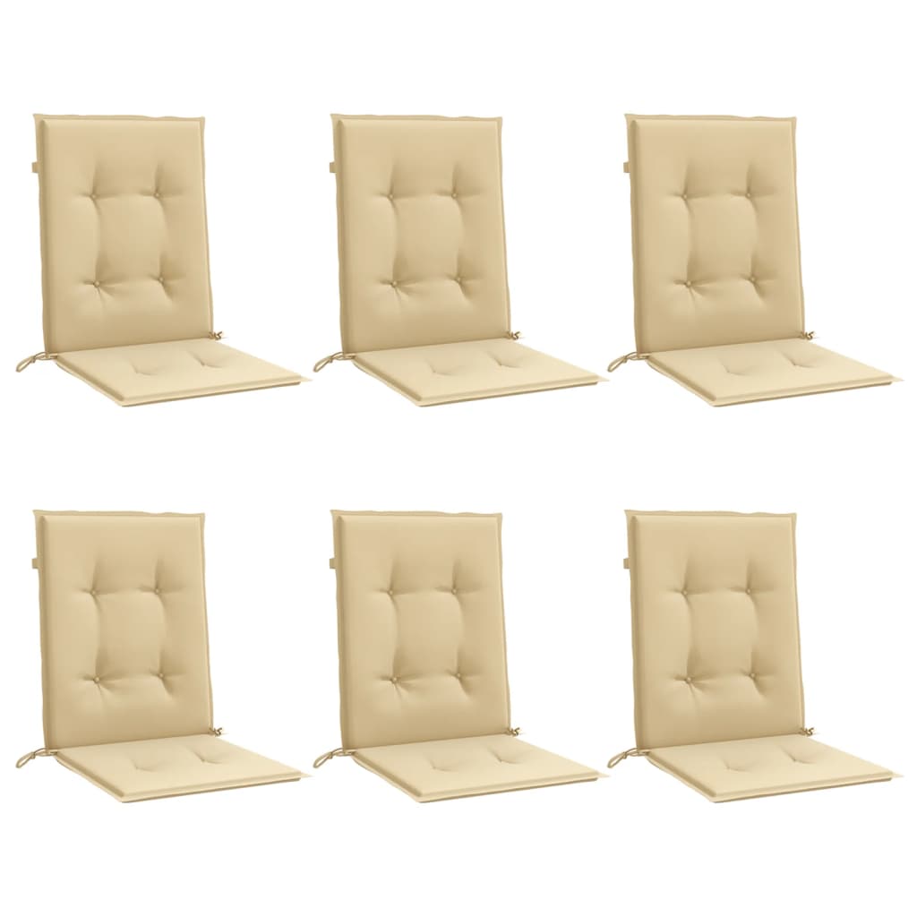 vidaXL Coussins de dossier bas 6 pcs mélangé beige 100x50x4 cm tissu