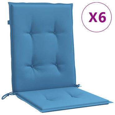 vidaXL Coussins pour chaises à dossier bas 6 pcs Bleu chiné 100x50x4 cm Tissu