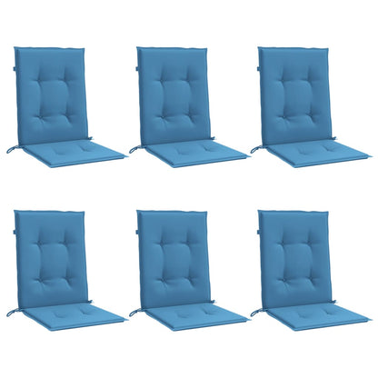 vidaXL Coussins pour chaises à dossier bas 6 pcs Bleu chiné 100x50x4 cm Tissu