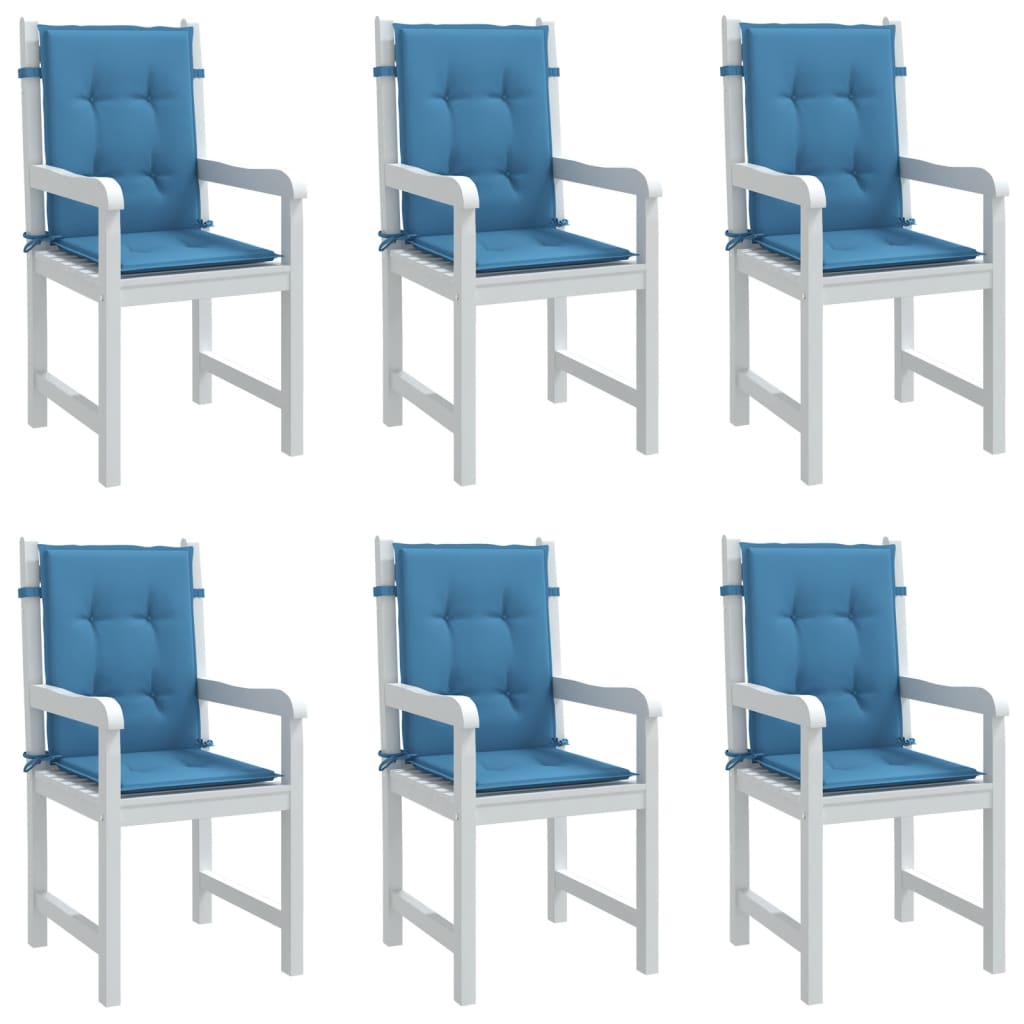 vidaXL Coussins pour chaises à dossier bas 6 pcs Bleu chiné 100x50x4 cm Tissu