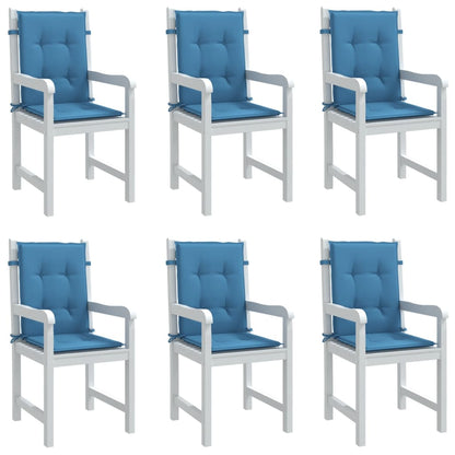 vidaXL Coussins pour chaises à dossier bas 6 pcs Bleu chiné 100x50x4 cm Tissu