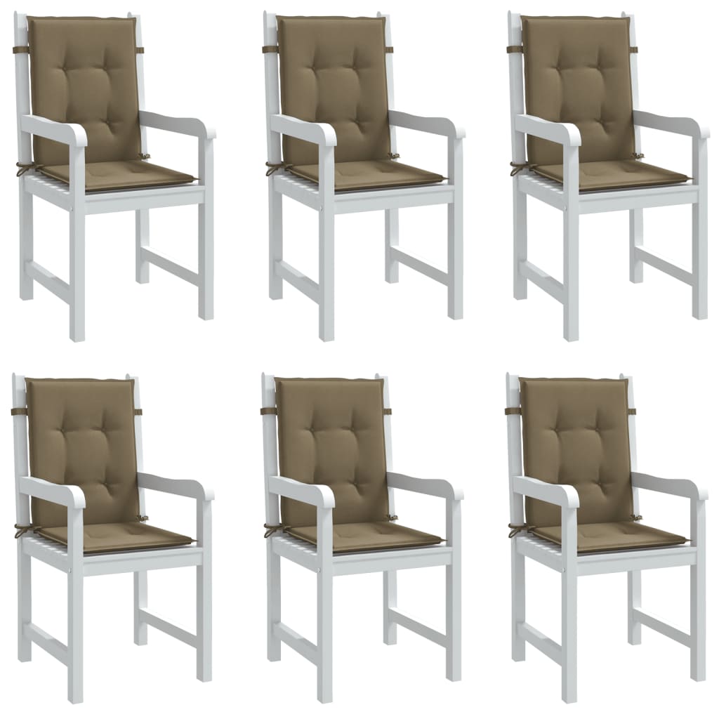 vidaXL Coussins pour chaises à dossier bas 6 pcs Mélange Taupe 100x50x4 cm Tissu