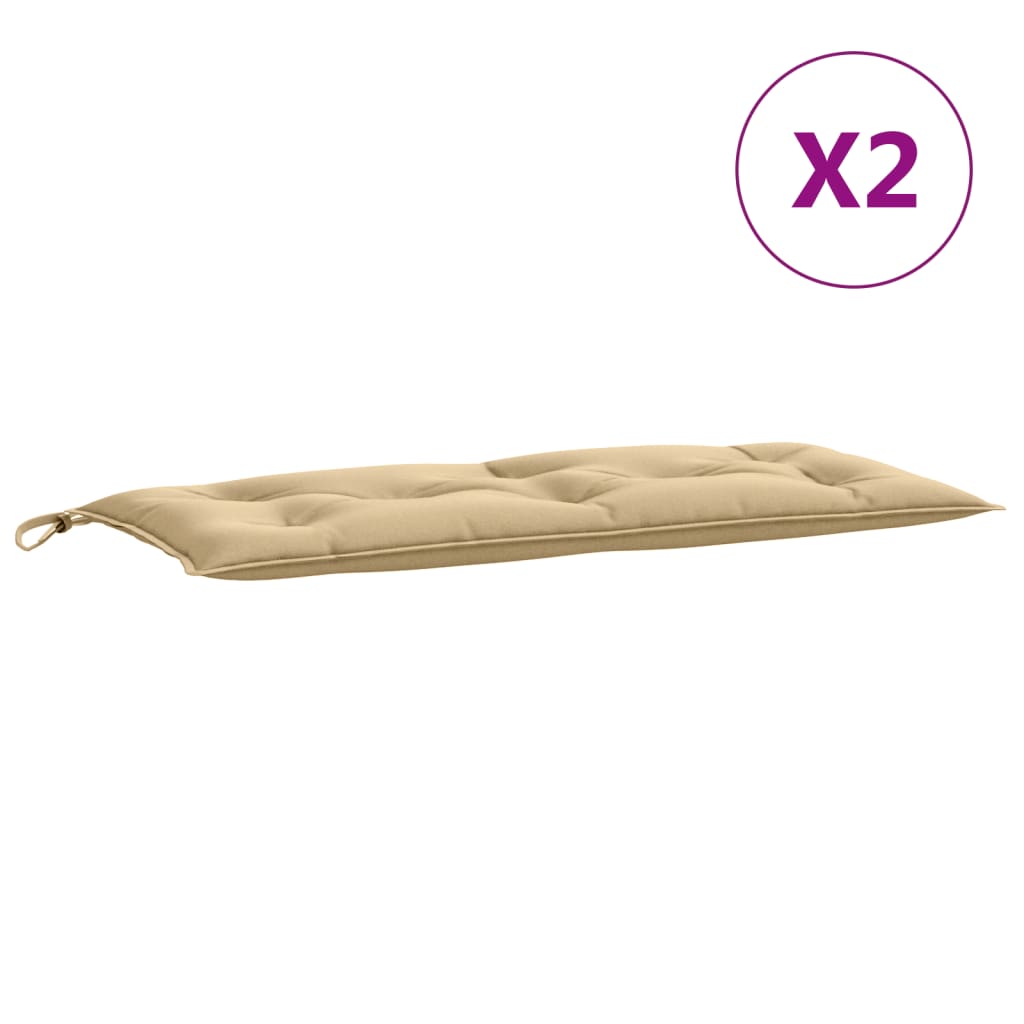 vidaXL Coussins de banc de jardin 2 pcs Tissu beige mélangé 100x50x7 cm