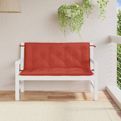 vidaXL Coussins de banc de jardin 2 pcs Mélange Rouge 120x50x7 cm Tissu