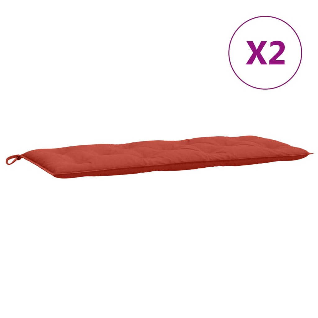 vidaXL Coussins de banc de jardin 2 pcs Mélange Rouge 120x50x7 cm Tissu