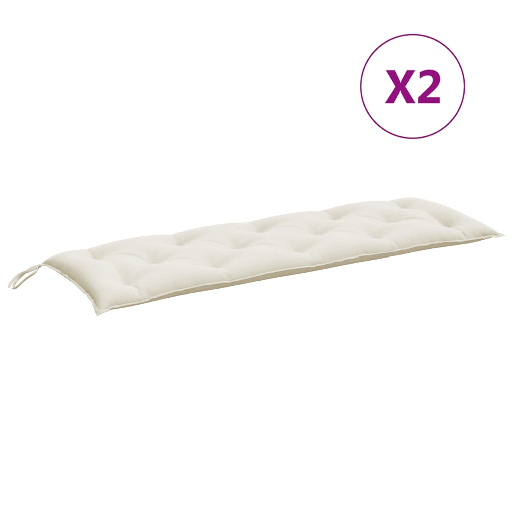 vidaXL Gartenbank-Auflagen 2 Stk. Melange Creme 150x50x7 cm Stoff