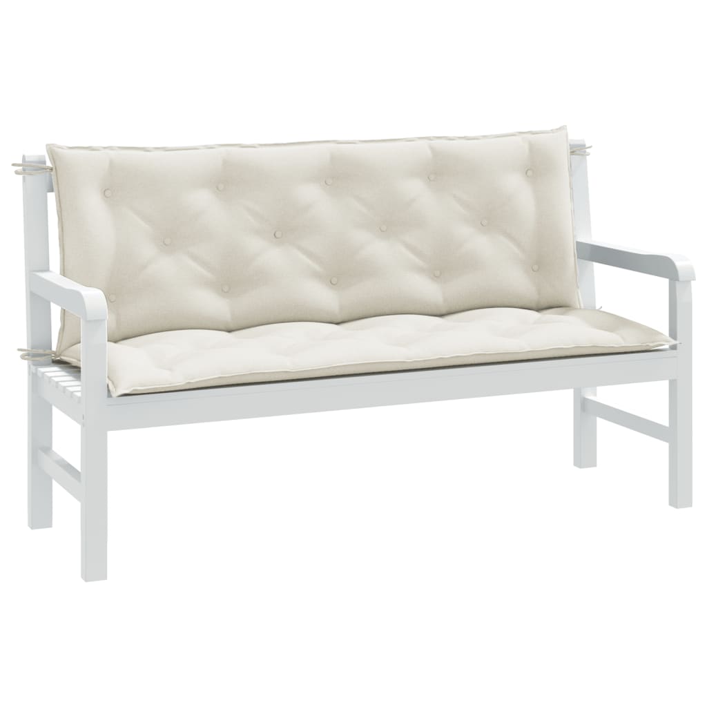 vidaXL Gartenbank-Auflagen 2 Stk. Melange Creme 150x50x7 cm Stoff