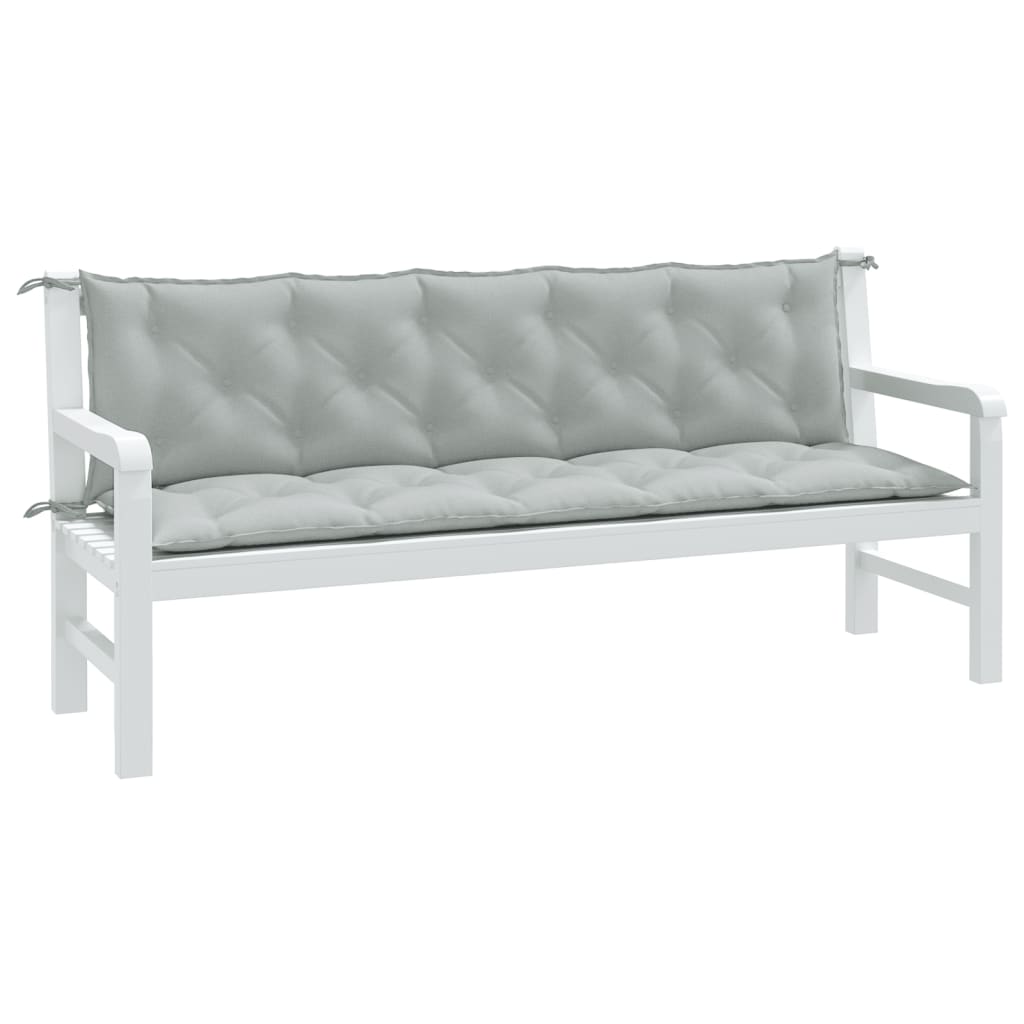 vidaXL Coussins de banc de jardin 2 pcs Mélange Gris clair 180x50x7 cm Tissu