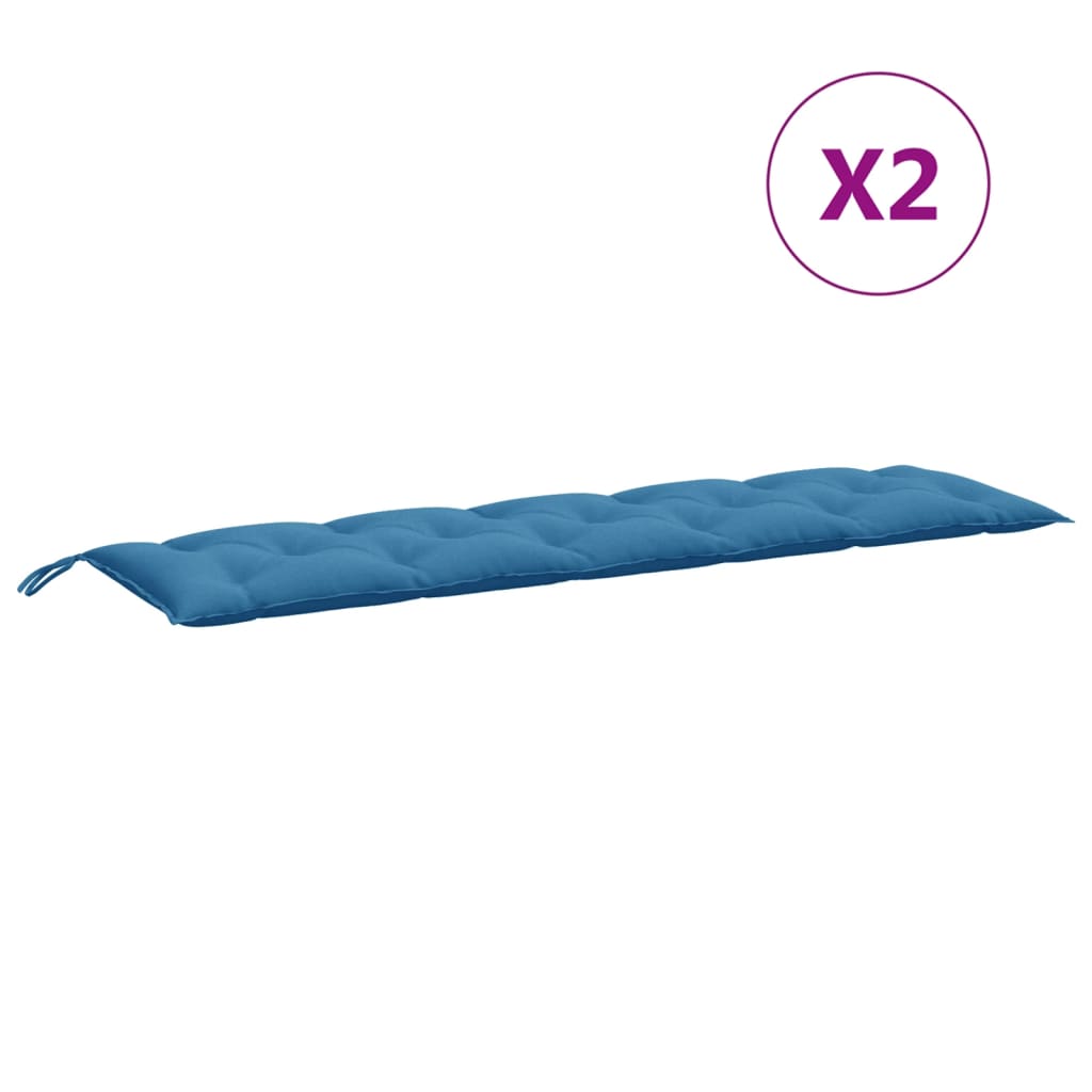 vidaXL Coussins de banc de jardin 2 pcs Mélange bleu 180x50x7 cm Tissu