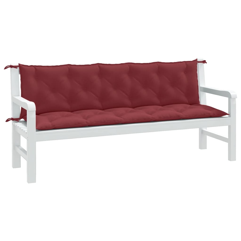 vidaXL Coussins de banc de jardin 2 pcs Mélange de couleurs Bordeau 180x50x7 cm Tissu