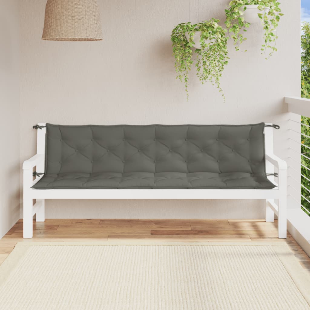 vidaXL Coussins de banc de jardin 2 pcs Mélange gris foncé 200x50x7 cm Tissu
