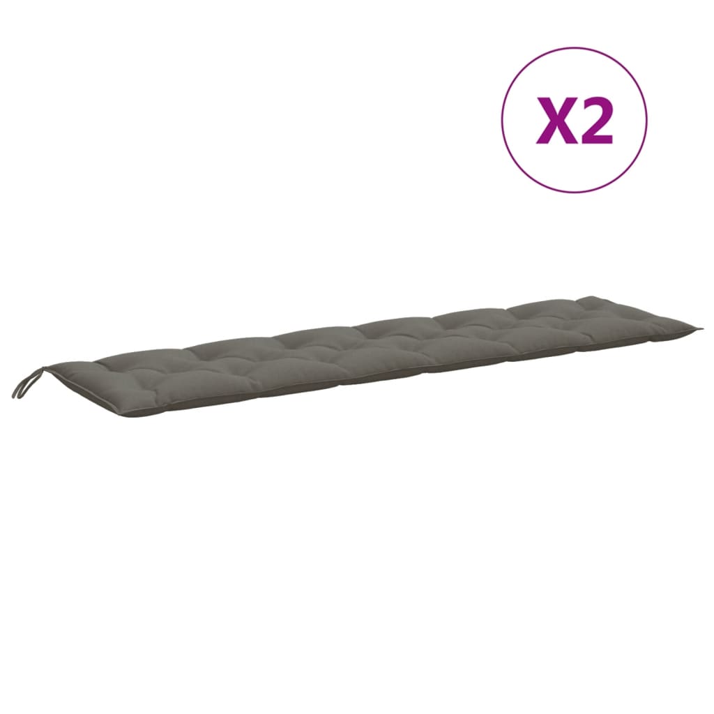vidaXL Coussins de banc de jardin 2 pcs Mélange gris foncé 200x50x7 cm Tissu