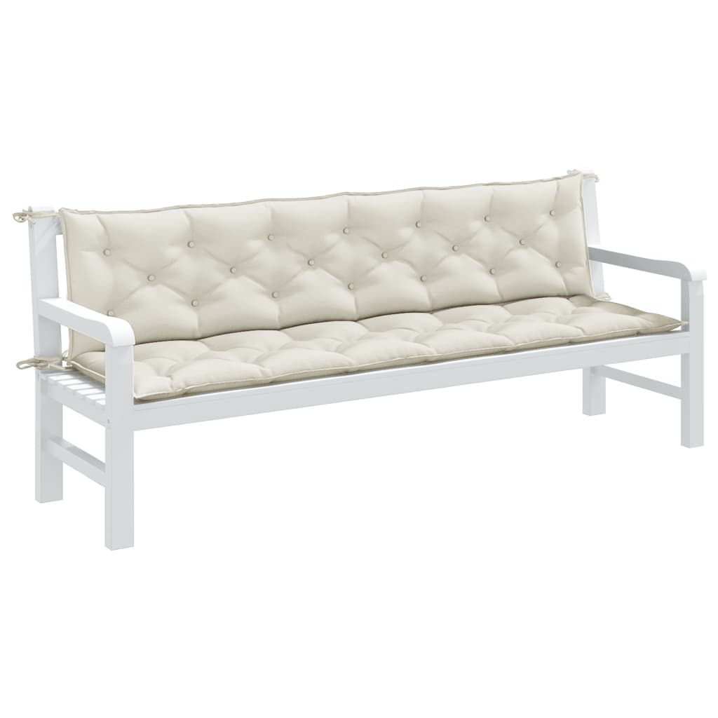 vidaXL Gartenbank-Auflagen 2 Stk. Melange Creme 200x50x7 cm Stoff