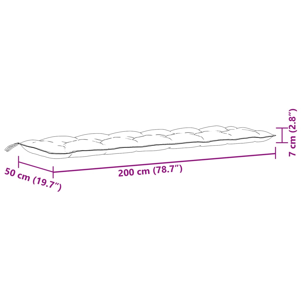 vidaXL Gartenbank-Auflagen 2 Stk. Melange Blau 200x50x7 cm Stoff