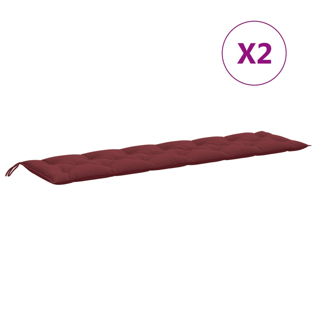 vidaXL Gartenbank-Auflagen 2 Stk. Melange Weinrot 200x50x7 cm Stoff