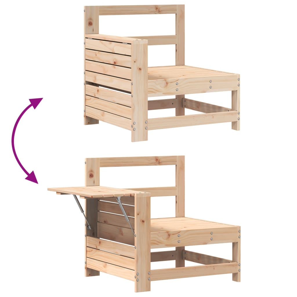 vidaXL Gartensofa mit Armlehne und Beistelltisch Massivholz Kiefer