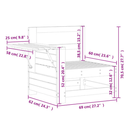 vidaXL Gartensofa mit Armlehne und Beistelltisch Massivholz Kiefer