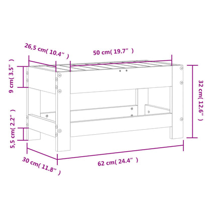 vidaXL Gartenhocker Wachsbraun 62x30x32 cm Massivholz Kiefer