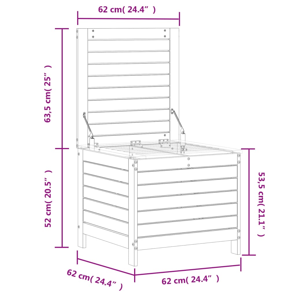 vidaXL Gartenhocker 62x63,5x53,5 cm Massivholz Kiefer