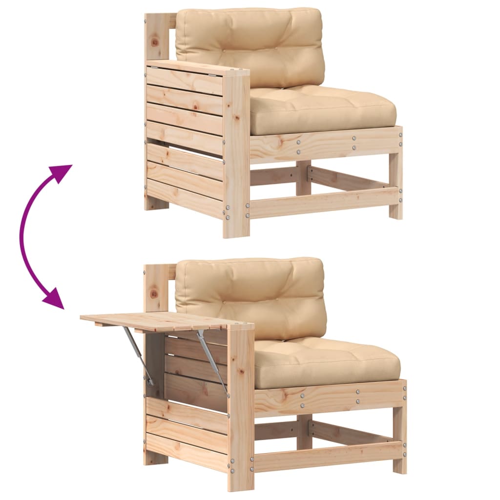 vidaXL Gartensofa mit Armlehne und Kissen Massivholz Kiefer