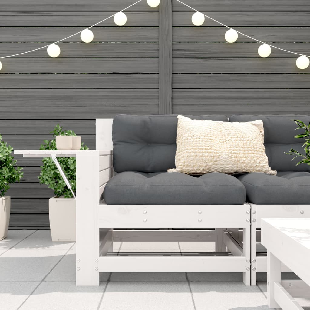 vidaXL Gartensofa mit Armlehne und Kissen Weiß Massivholz Kiefer