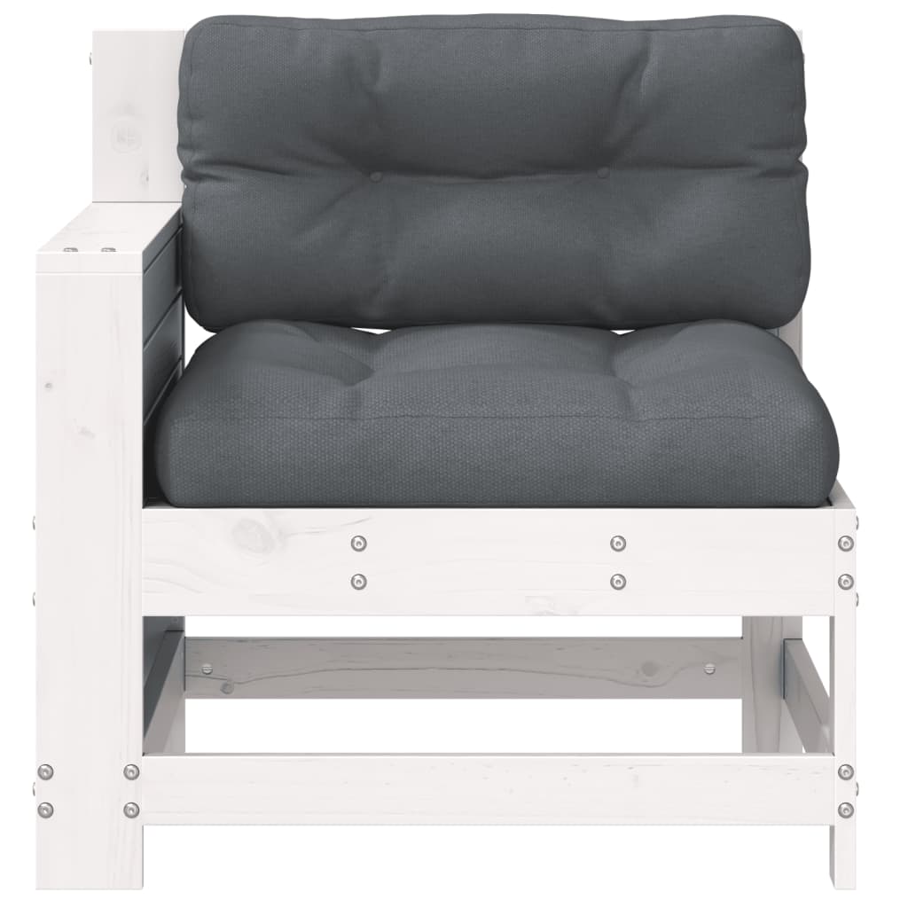 vidaXL Gartensofa mit Armlehne und Kissen Weiß Massivholz Kiefer