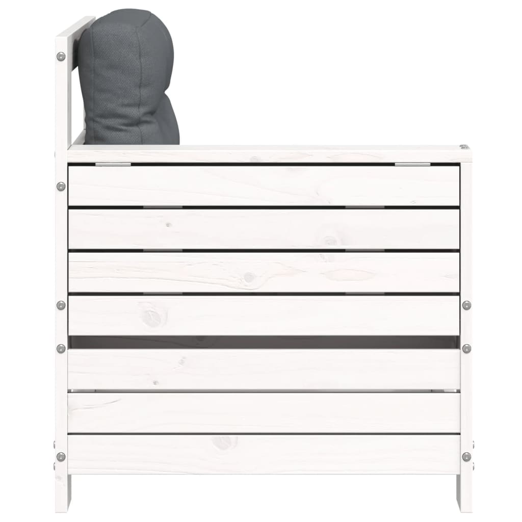 vidaXL Gartensofa mit Armlehne und Kissen Weiß Massivholz Kiefer