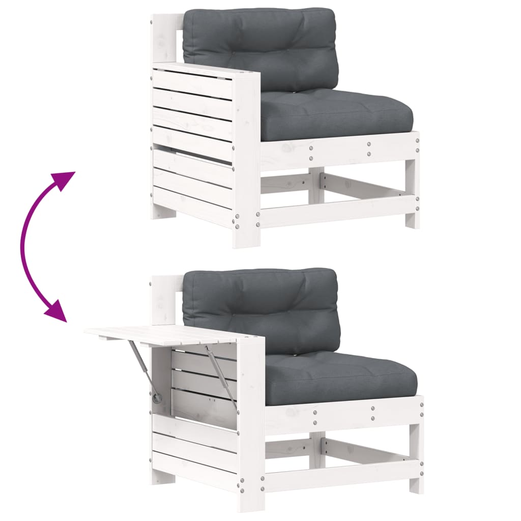 vidaXL Gartensofa mit Armlehne und Kissen Weiß Massivholz Kiefer