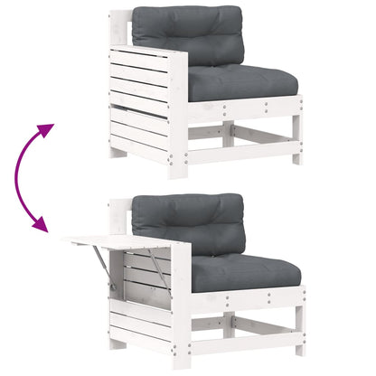 vidaXL Gartensofa mit Armlehne und Kissen Weiß Massivholz Kiefer