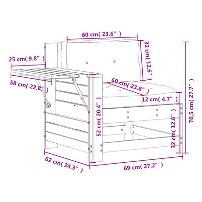 vidaXL Gartensofa mit Armlehne und Kissen Weiß Massivholz Kiefer