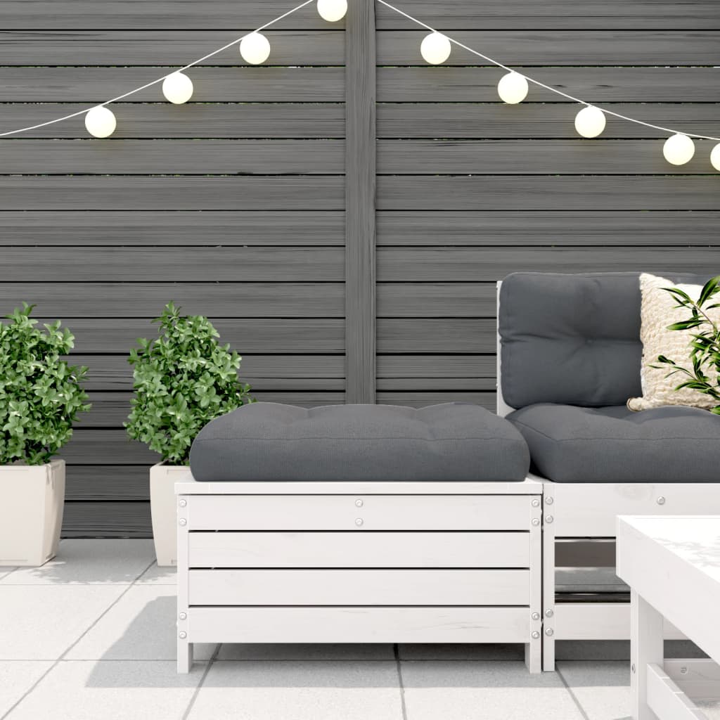 vidaXL Gartenhocker mit Kissen Weiß Massivholz Kiefer