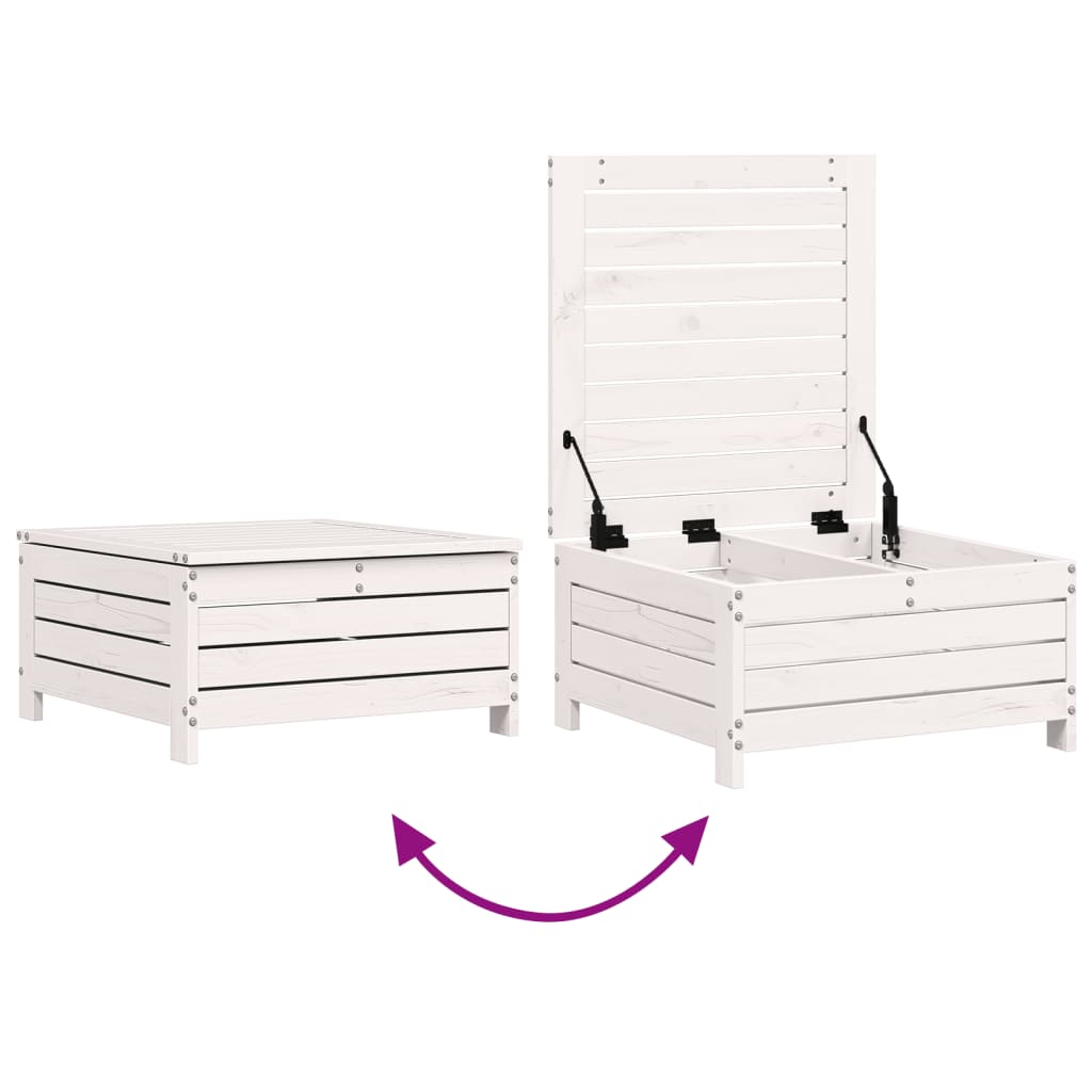 vidaXL Gartenhocker mit Kissen Weiß Massivholz Kiefer