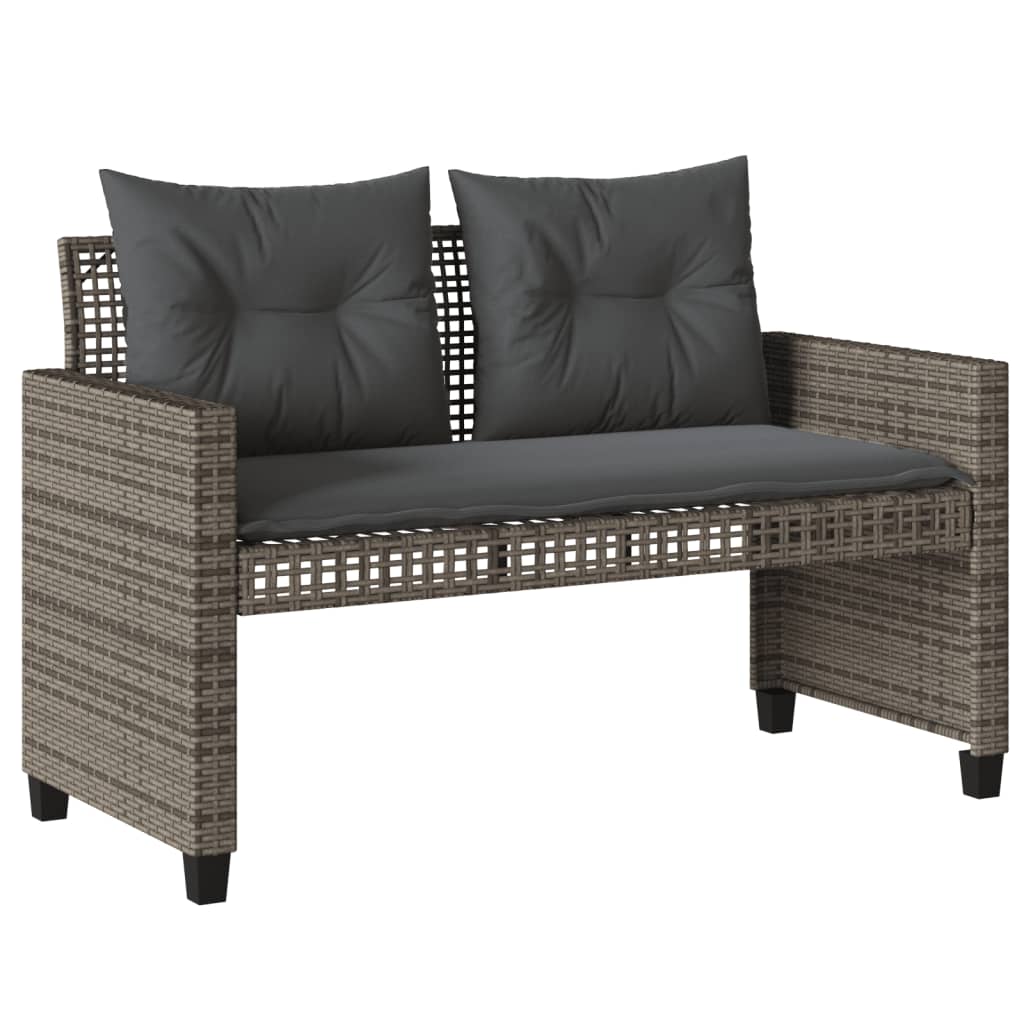 vidaXL 4-tlg. Garten-Sofagarnitur mit Kissen Grau Poly Rattan Glas