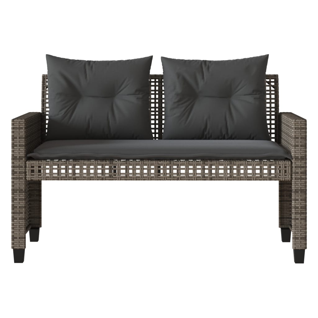 vidaXL 4-tlg. Garten-Sofagarnitur mit Kissen Grau Poly Rattan Glas