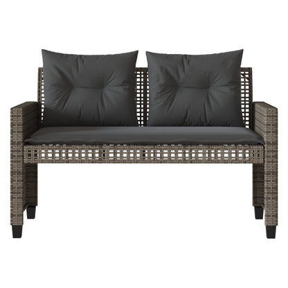 vidaXL 4-tlg. Garten-Sofagarnitur mit Kissen Grau Poly Rattan Glas