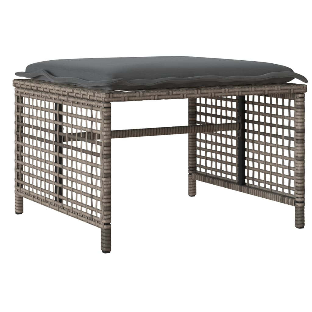 vidaXL 4-tlg. Garten-Sofagarnitur mit Kissen Grau Poly Rattan Glas