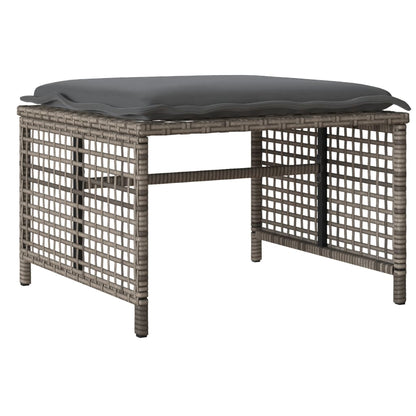 vidaXL 4-tlg. Garten-Sofagarnitur mit Kissen Grau Poly Rattan Glas