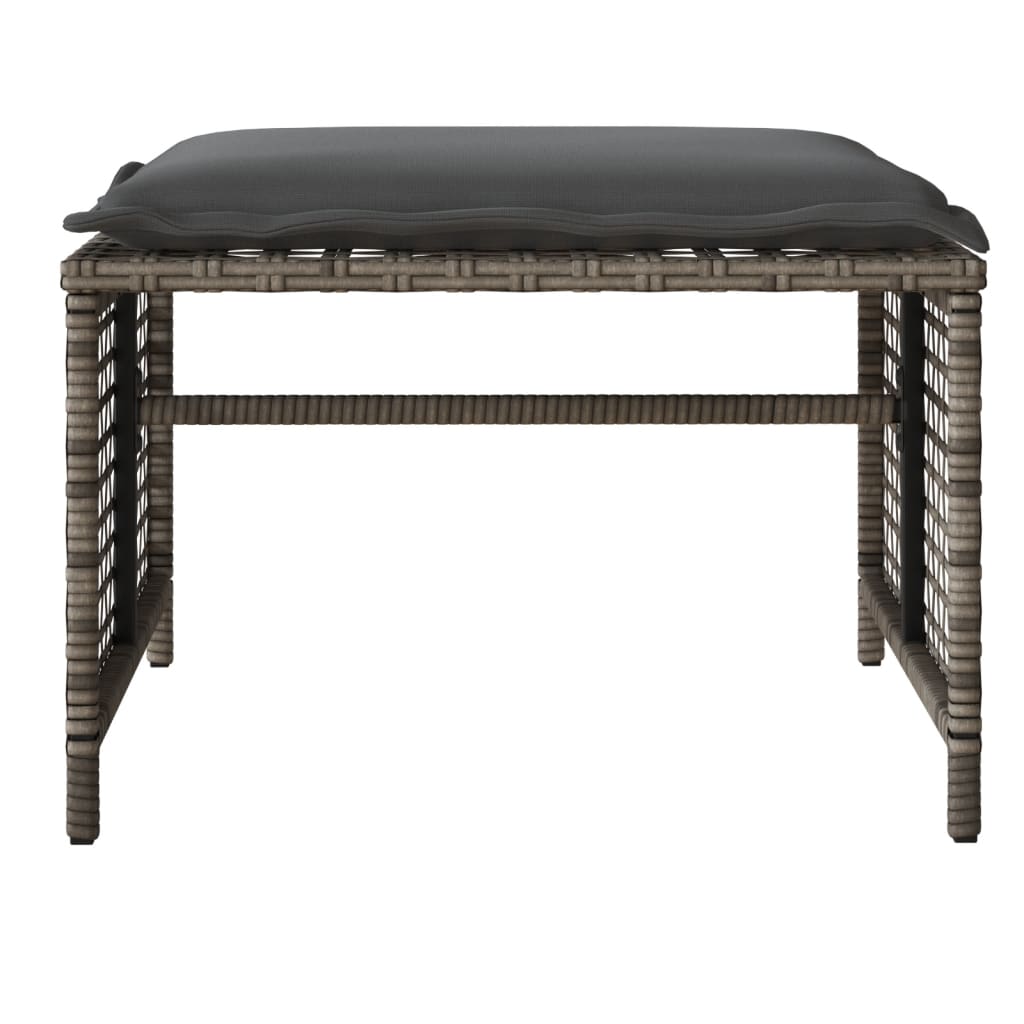 vidaXL 4-tlg. Garten-Sofagarnitur mit Kissen Grau Poly Rattan Glas