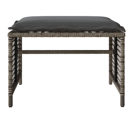 vidaXL 4-tlg. Garten-Sofagarnitur mit Kissen Grau Poly Rattan Glas