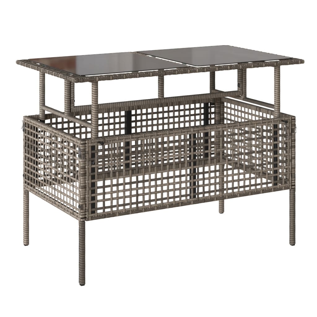 vidaXL 4-tlg. Garten-Sofagarnitur mit Kissen Grau Poly Rattan Glas