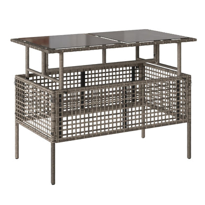 vidaXL 4-tlg. Garten-Sofagarnitur mit Kissen Grau Poly Rattan Glas