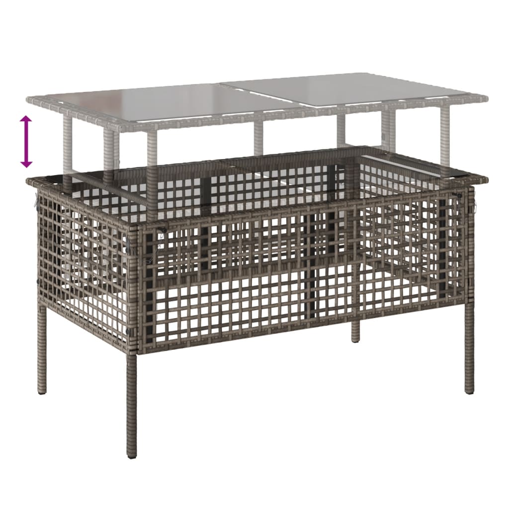vidaXL 4-tlg. Garten-Sofagarnitur mit Kissen Grau Poly Rattan Glas