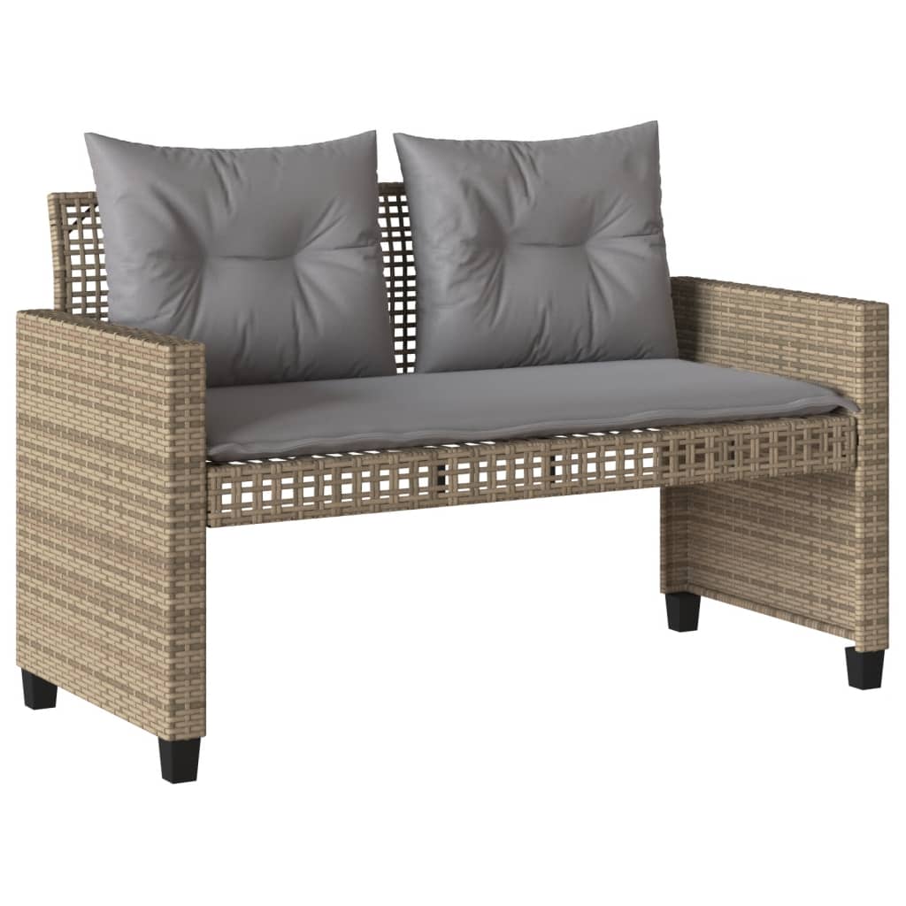 vidaXL Canapé de jardin 4 pièces avec coussins en polyrotin beige et verre
